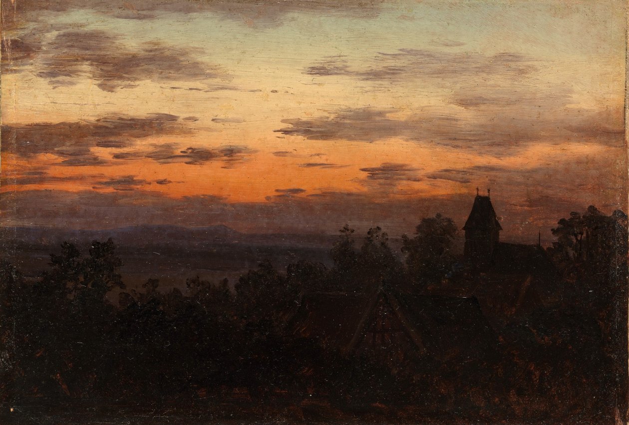 Landskap vid solnedgång av Carl Gustav Carus
