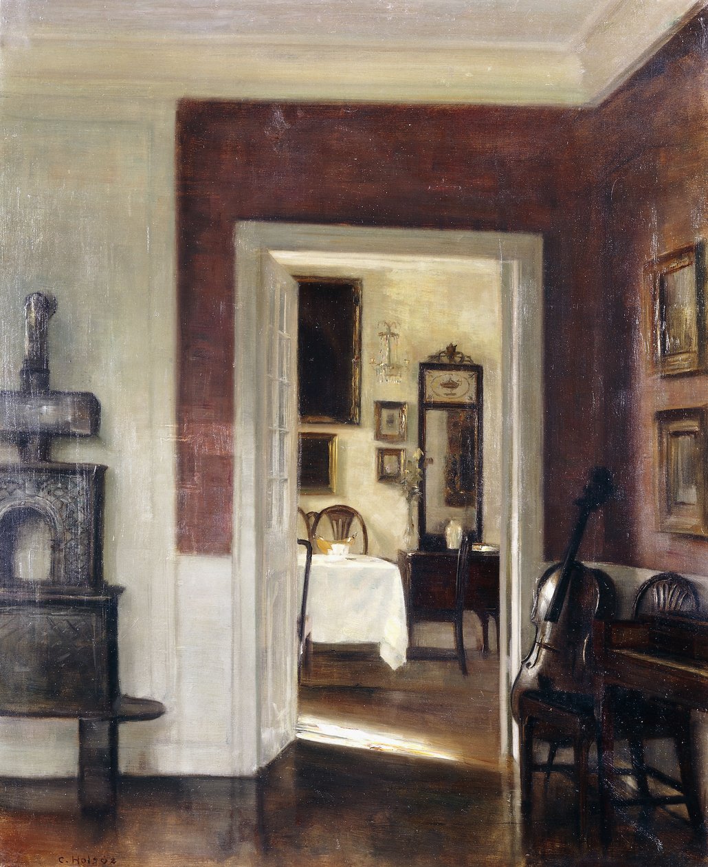 En interiör med en cello av Carl Holsoe