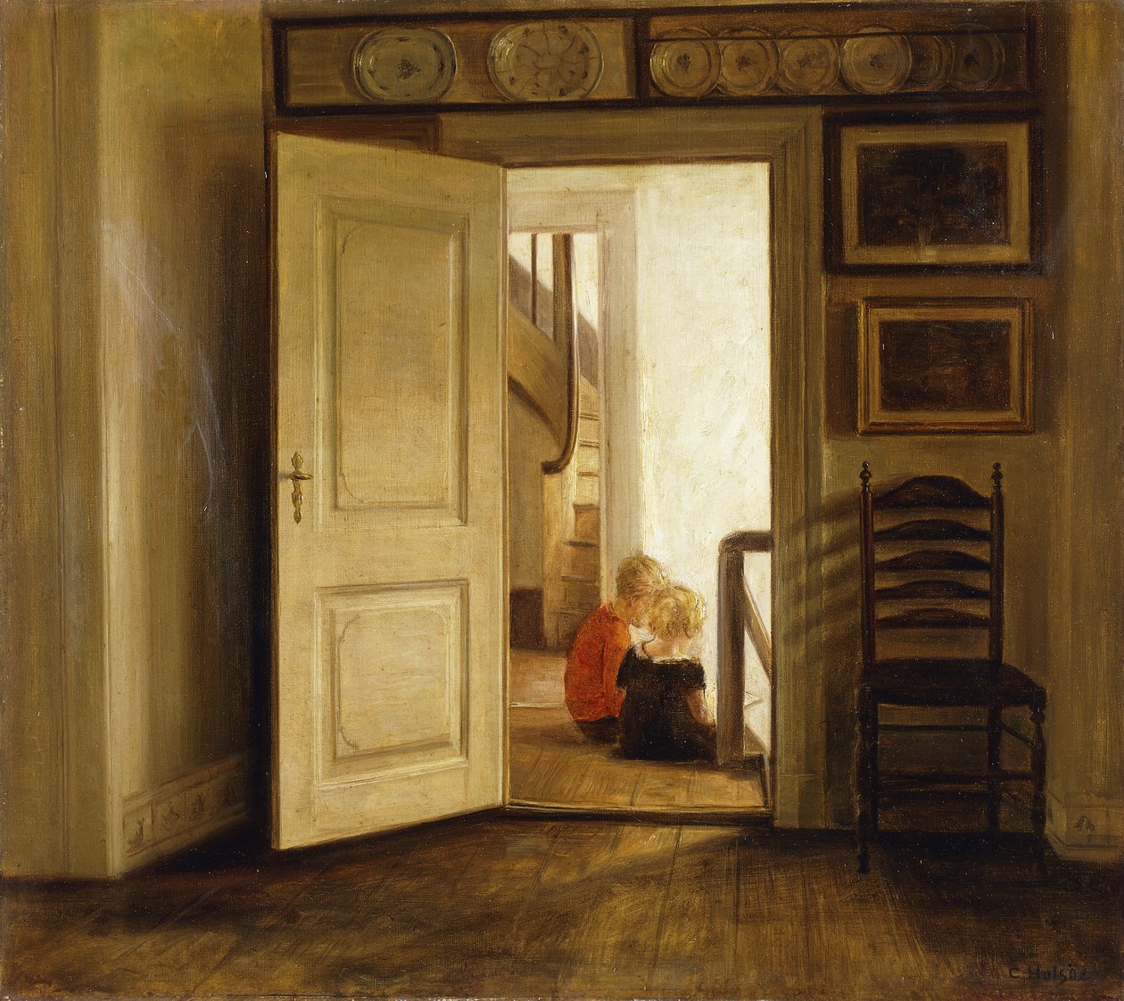 Barn i en interiör av Carl Holsoe