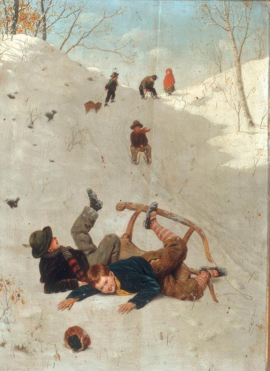 Kälkeåkning barn av Carl Kronberger