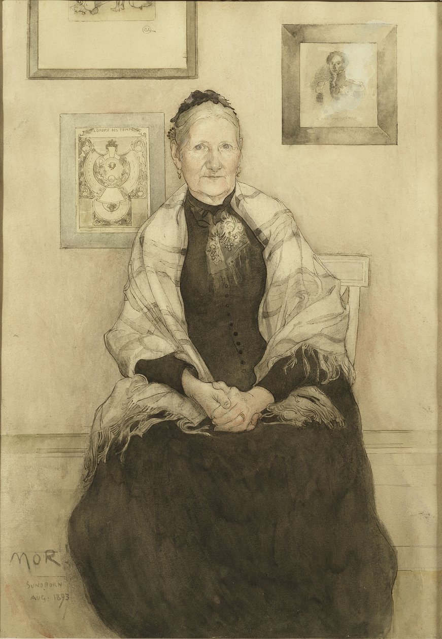 Mor, ca 1893 (wc på papper) av Carl Larsson
