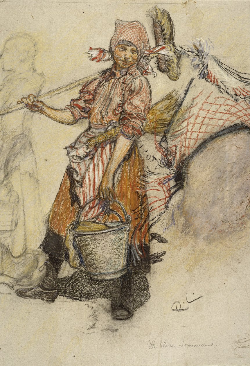 Washerwoman (pastell på papper) av Carl Larsson