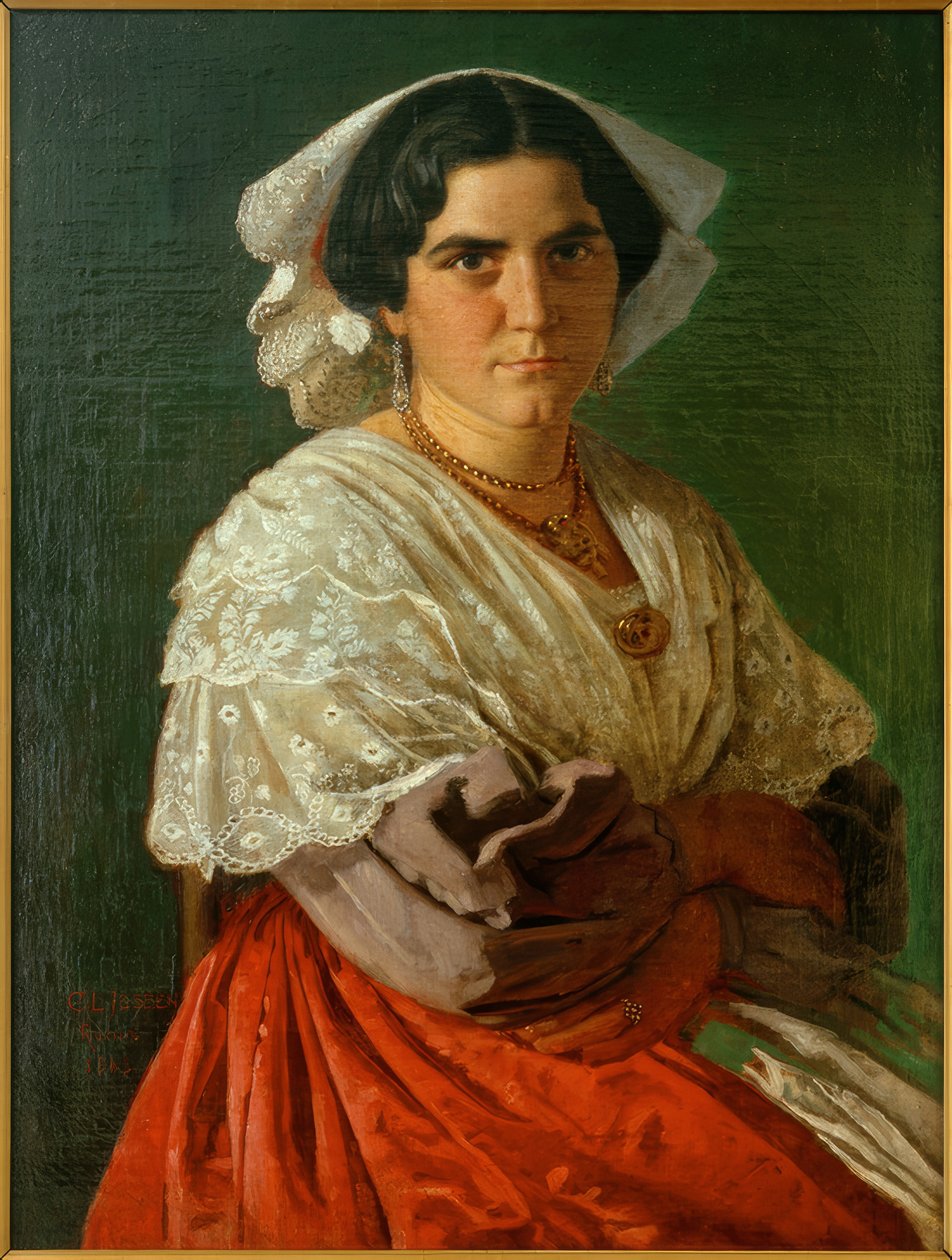 C.L.Jessen, porträtt av en italiensk kvinna i nationaldräkt av Carl Ludwig Jessen