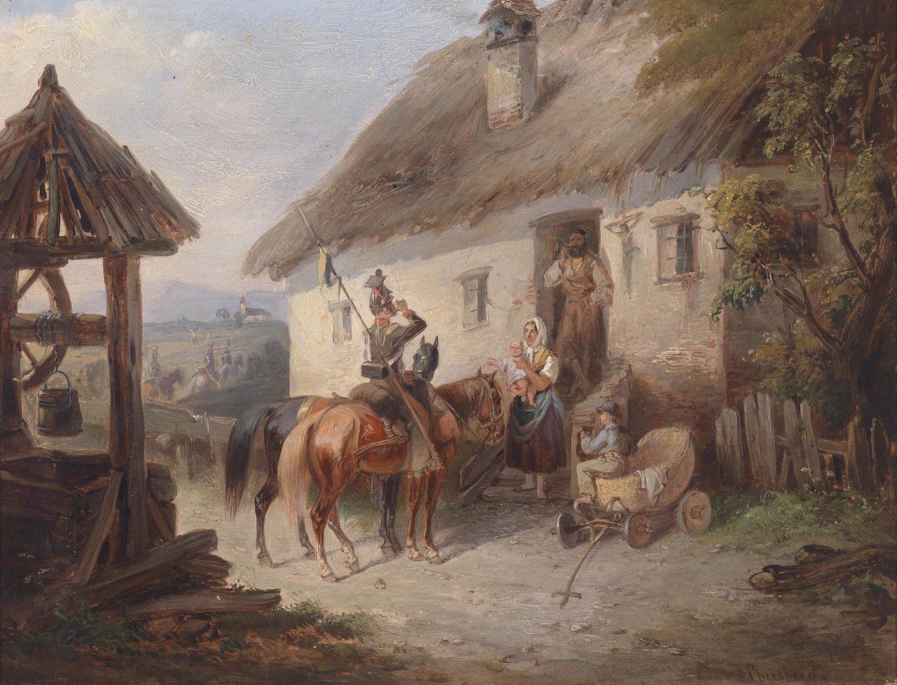 Österrikiska Uhlans framför en bondgård av Carl Martin Ebersberg