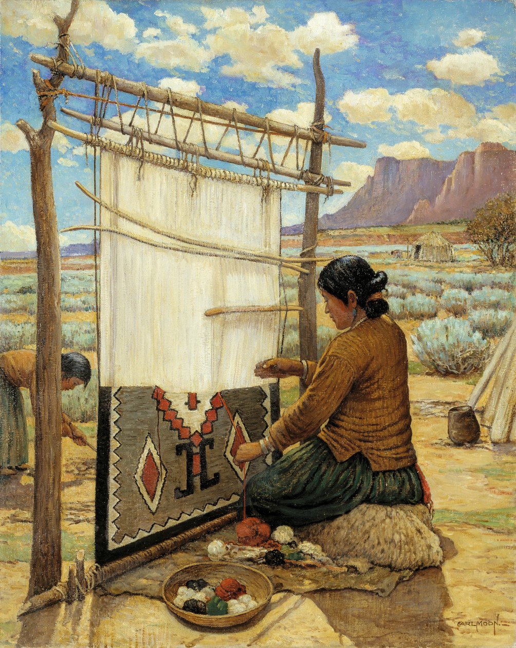 Navajo vävare av Carl Moon