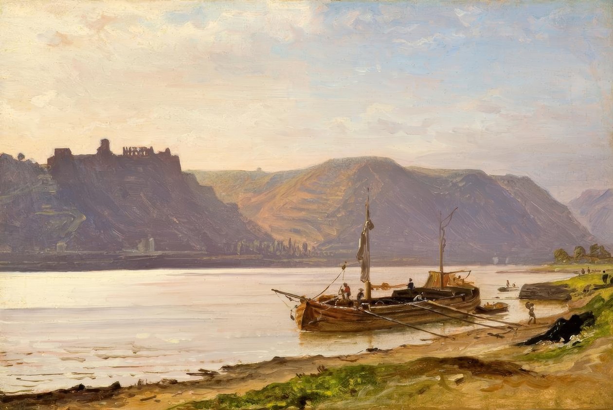 C.Morgenstern, Rhenlandskap med slottsruiner av Carl Morgenstern