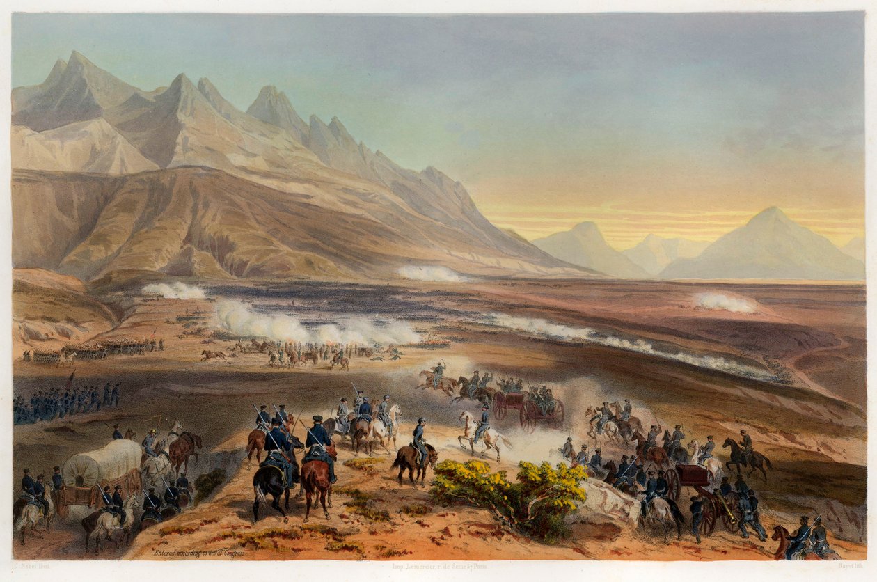Slaget vid Buena Vista, pub. 1851. av Carl Nebel