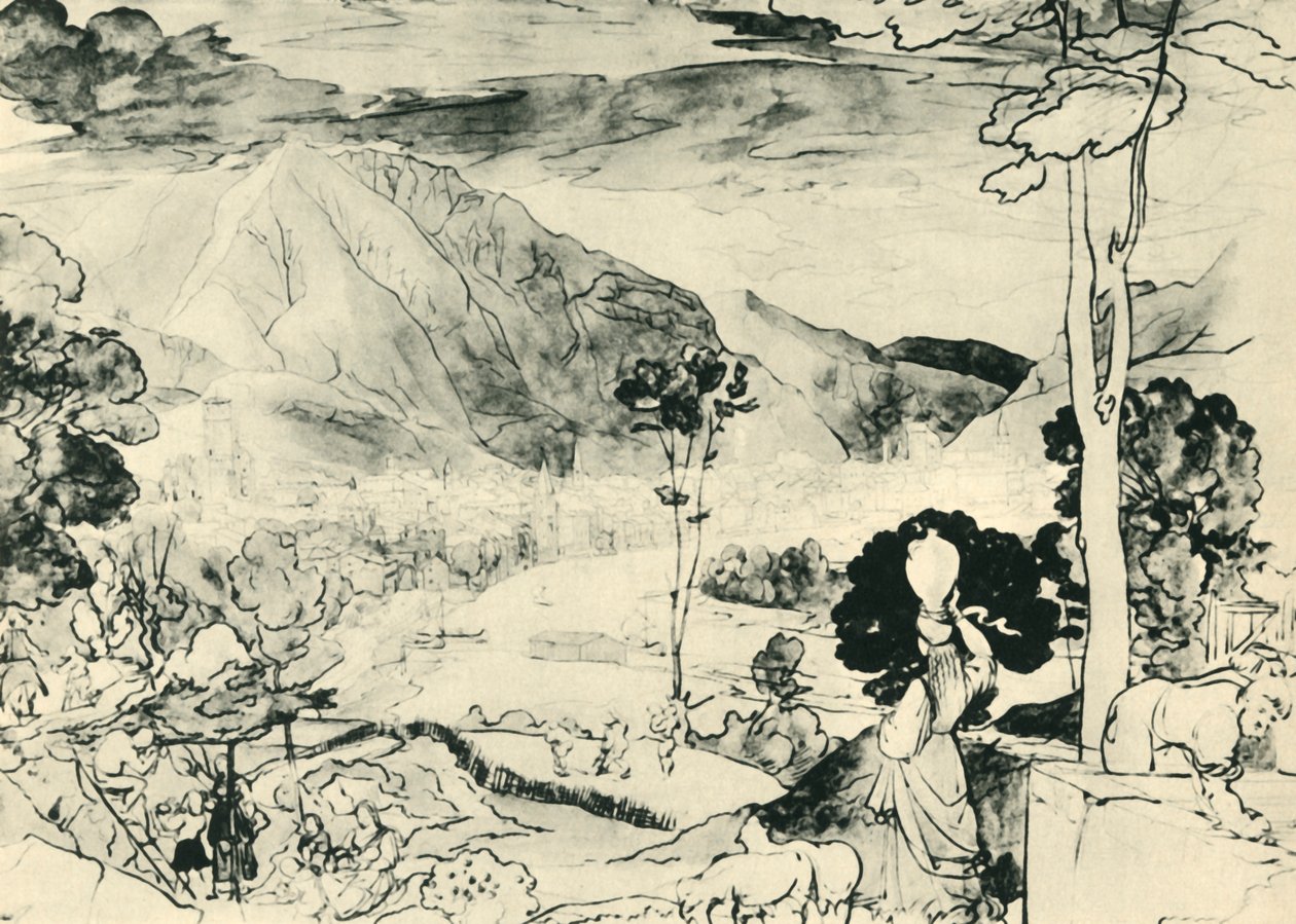 Utsikt från Trento, 1815, 1943. av Carl Philipp Fohr