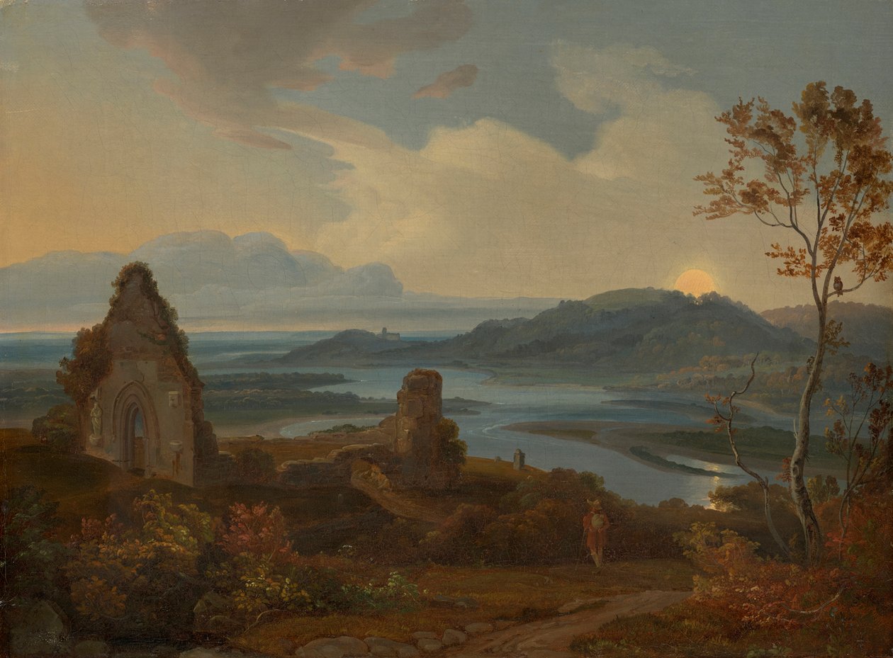 Flodlandskap med kyrkoruiner av Carl Rottmann