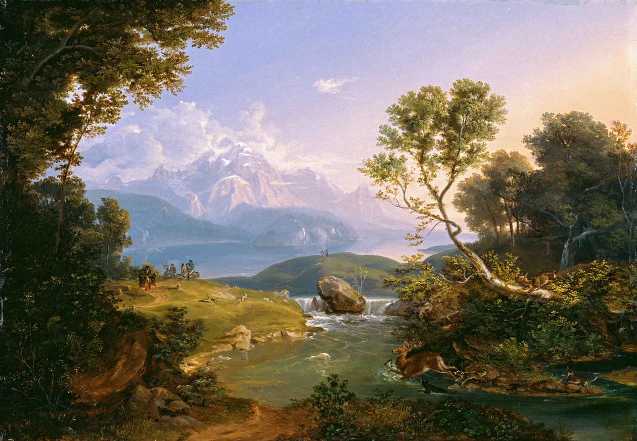 Rådjursjakt vid Hintersee nära Berchtesgaden av Carl Rottmann