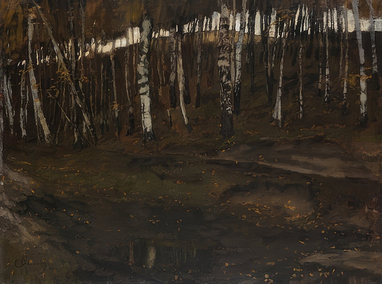 Birkenwald av Carl Schuch