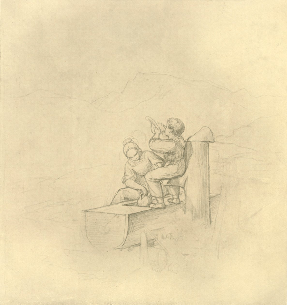 Am Brunnen, mitten av slutet av 1800-talet, c1924. av Carl Spitzweg