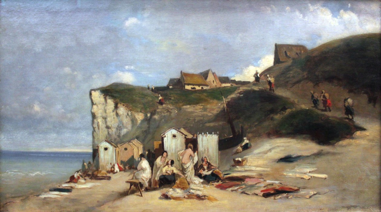 Kvinnor som badar vid havet nära Dieppe av Carl Spitzweg