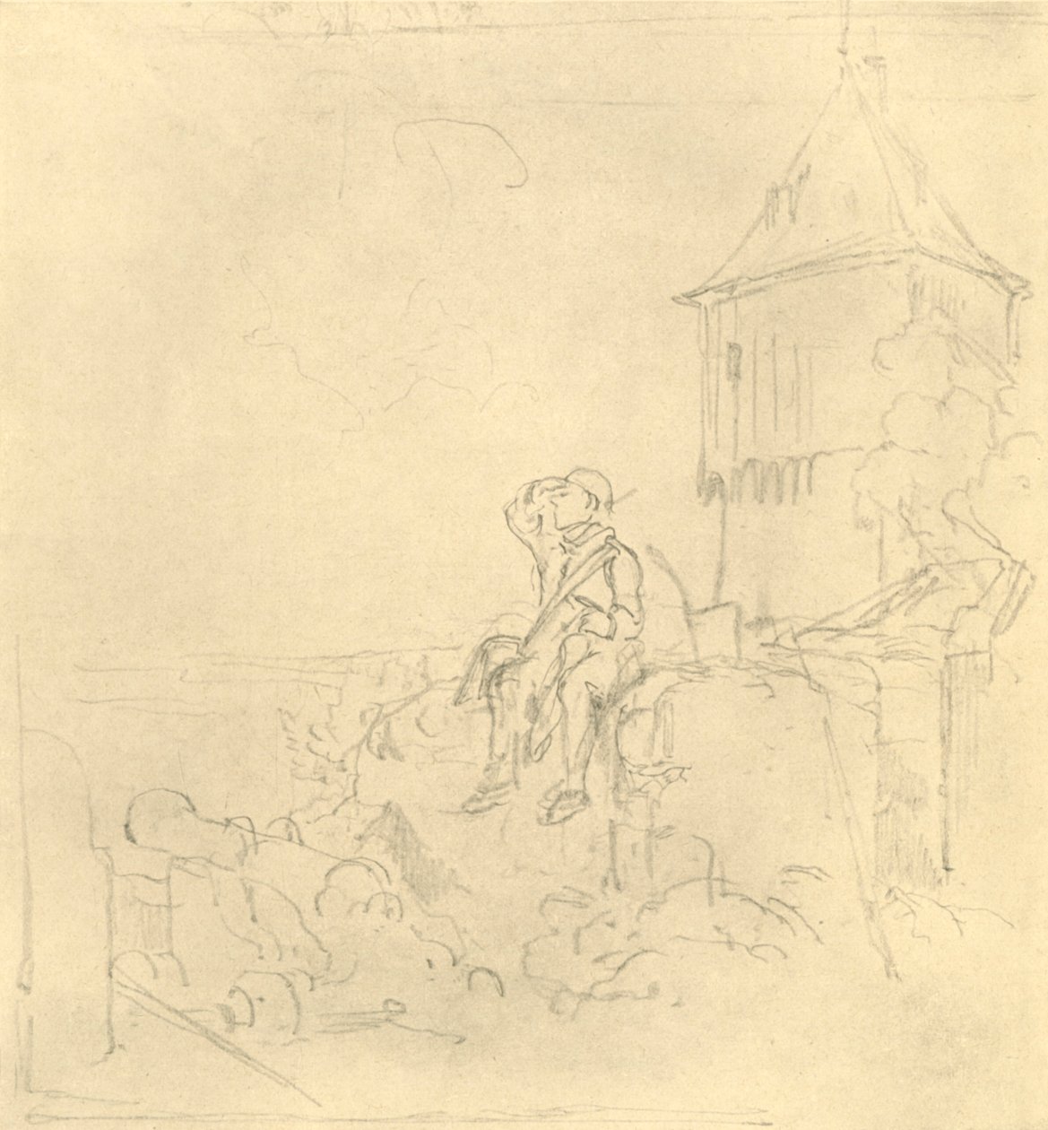 Berdächtiger Rauch, mitten av slutet av 1800-talet, c1924. av Carl Spitzweg
