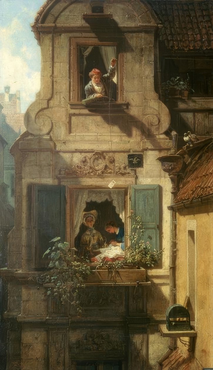 Det avlyssnade kärleksbrevet av Carl Spitzweg