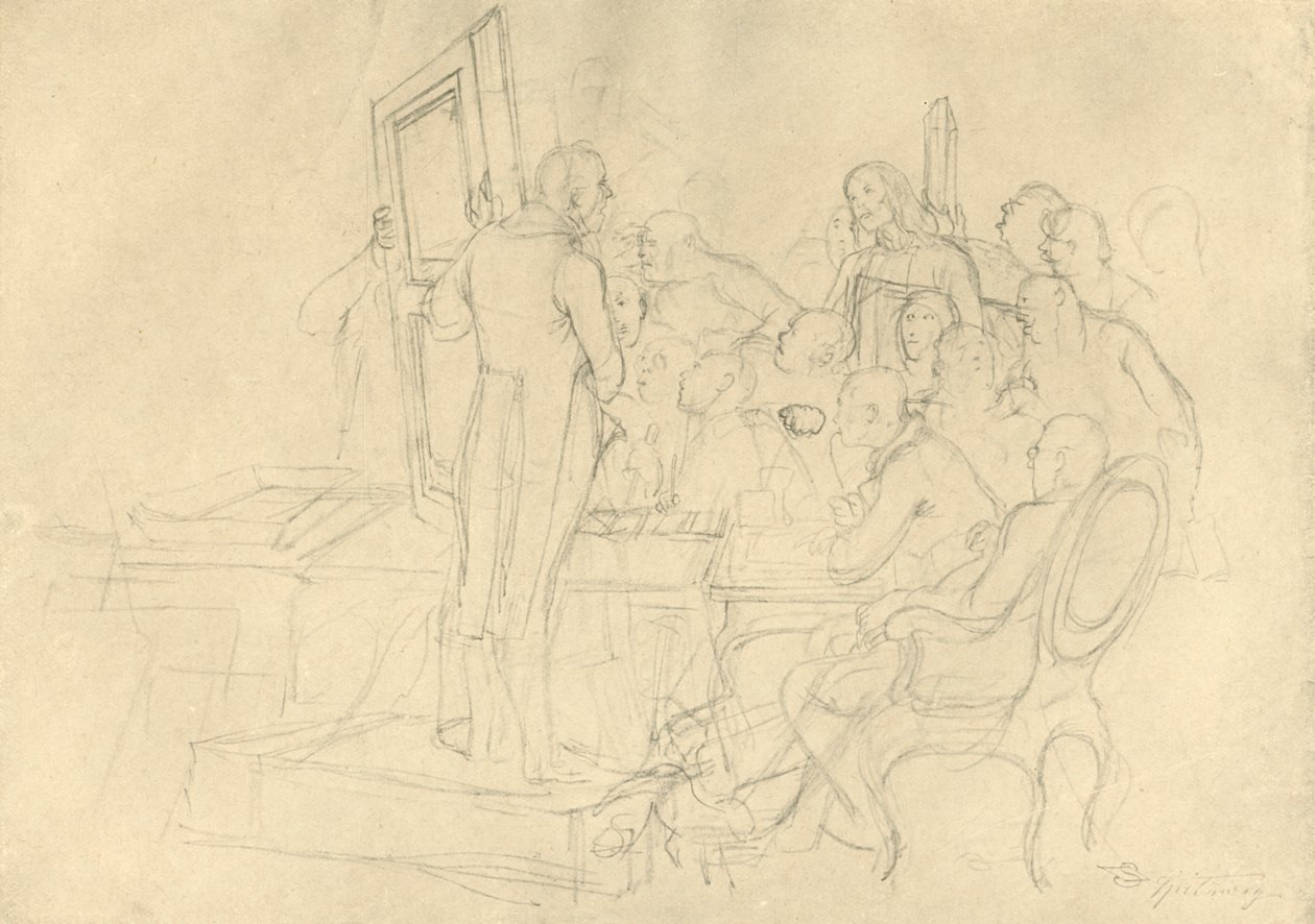 Die Kunstauktion, mitten av slutet av 1800-talet, c1924. av Carl Spitzweg