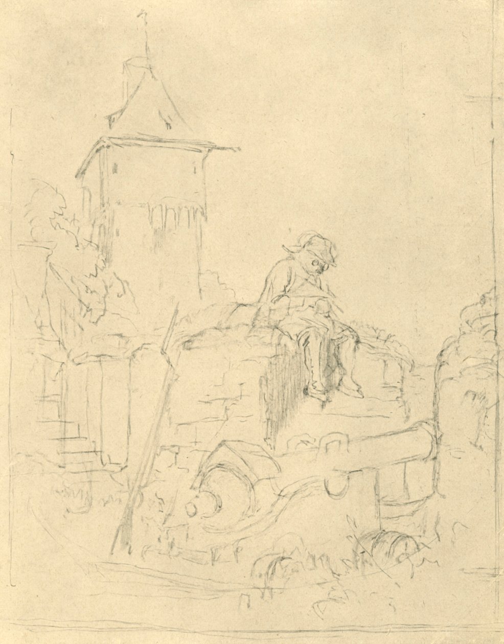 Die Schildwache, mitten av slutet av 1800-talet, c1924. av Carl Spitzweg