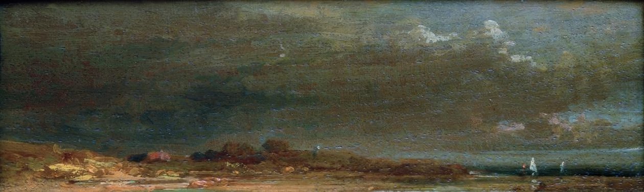 Landskap vid sjön - Chiemsee landskap av Carl Spitzweg