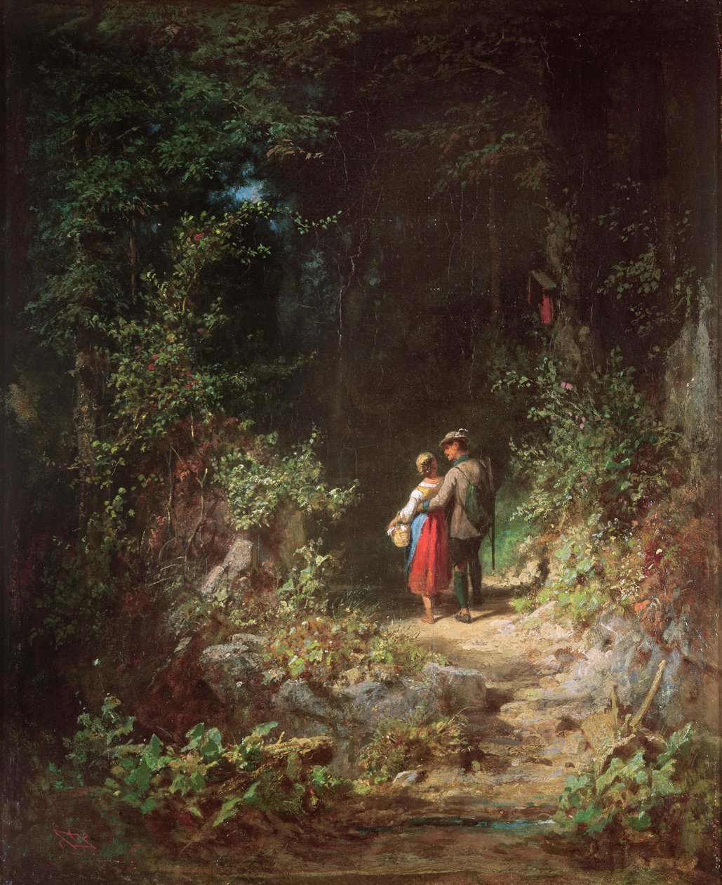 Älskare i skogen, ca 1860 av Carl Spitzweg