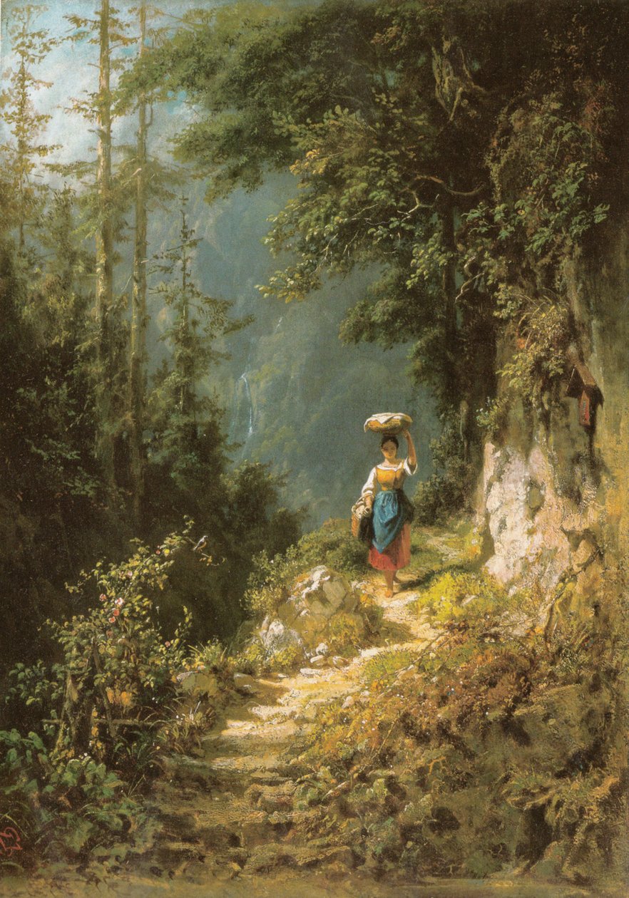 Mädchen mit Kopflast av Carl Spitzweg