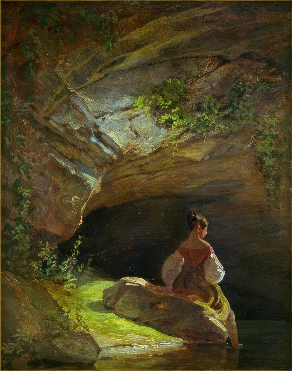 Flickor framför grottan av Carl Spitzweg