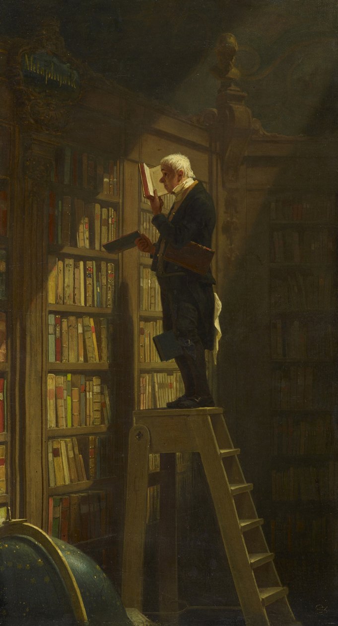 Bokmasken, ca. 1850 av Carl Spitzweg