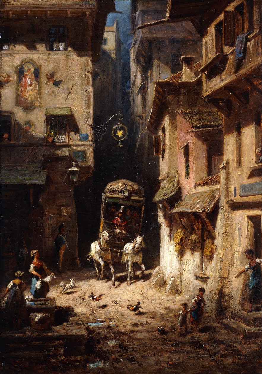 Inlägget; Die Post, ca 1875-1880 av Carl Spitzweg