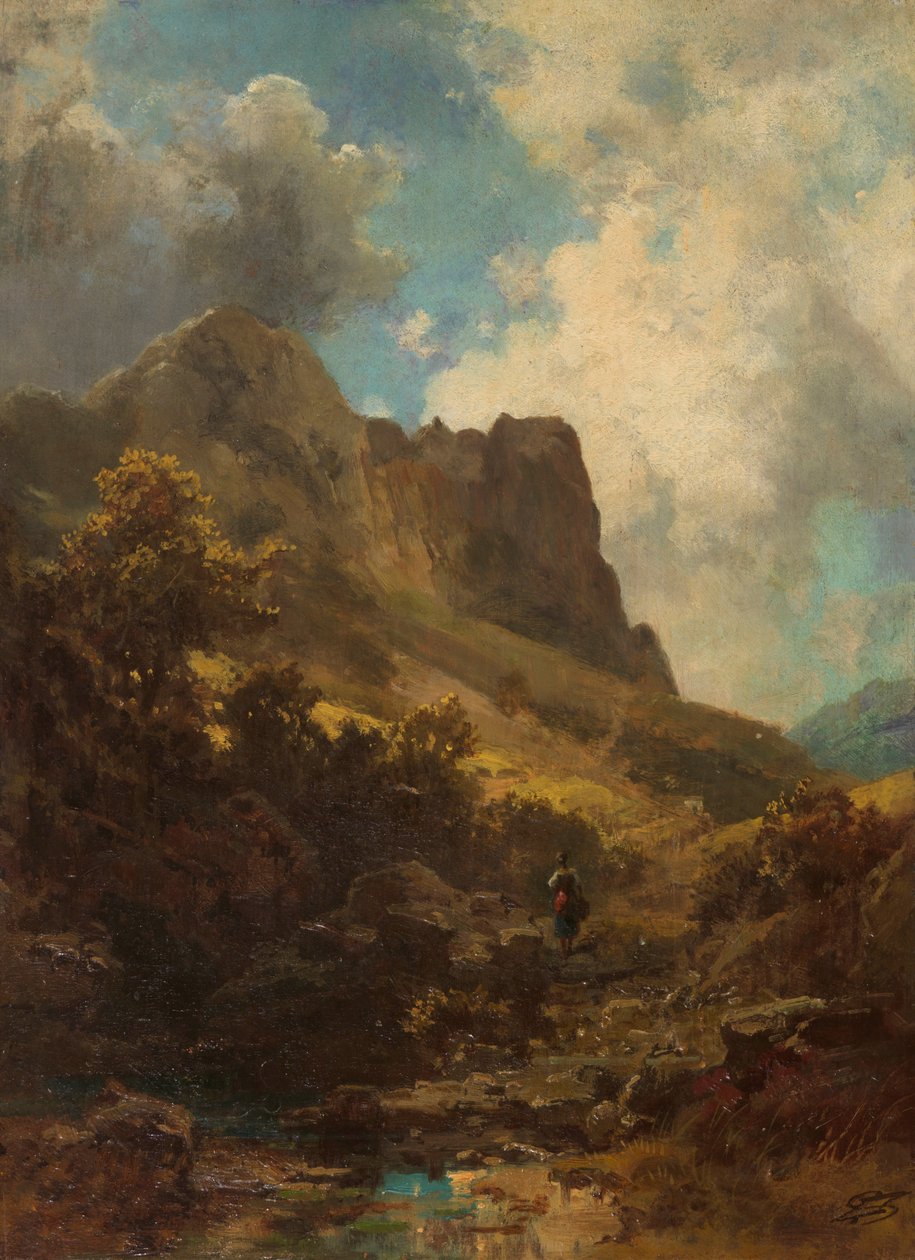 Valley Canyon With A Dairymaid, ca. 1875. av Carl Spitzweg