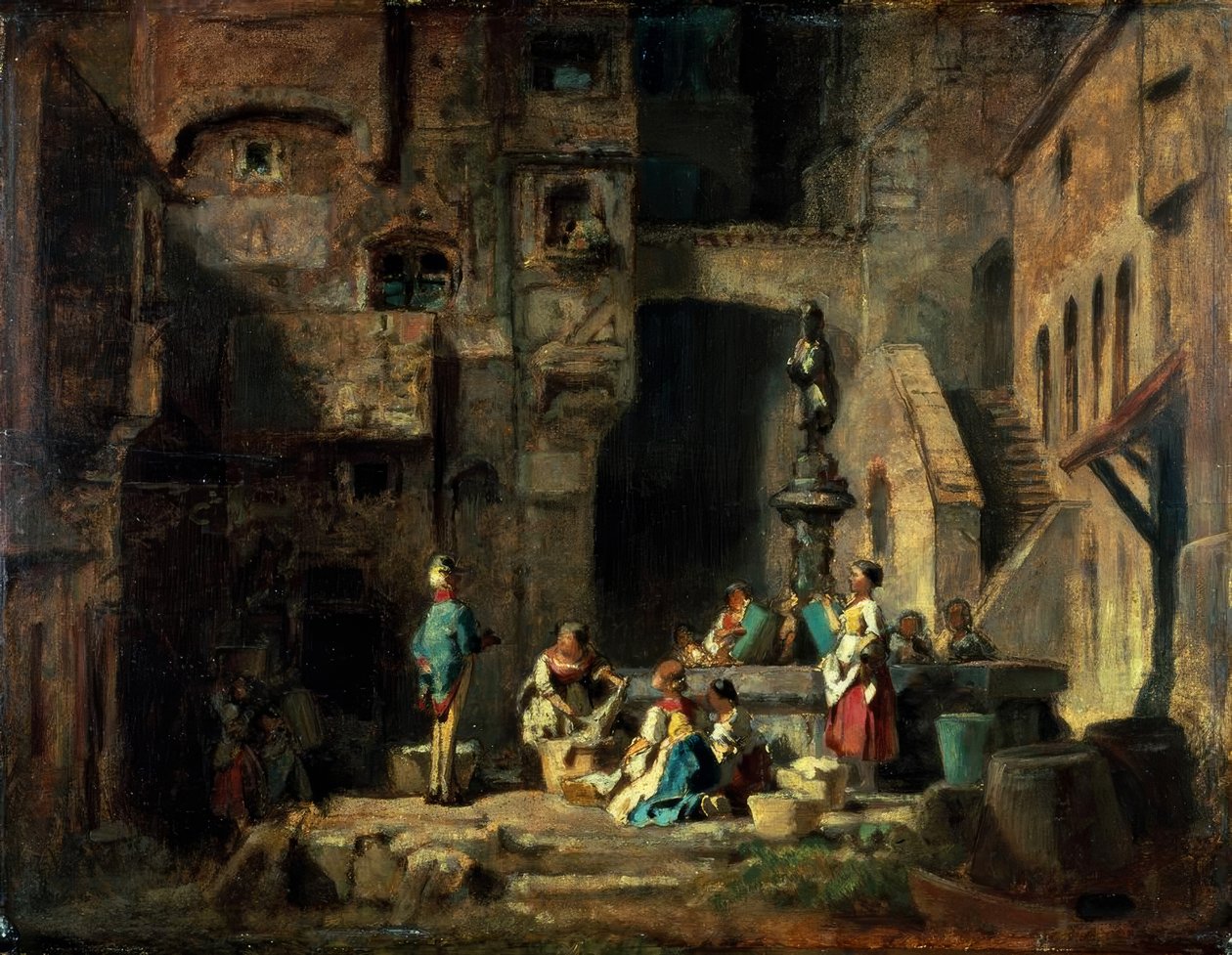 Tvättkvinnor vid brunnen av Carl Spitzweg