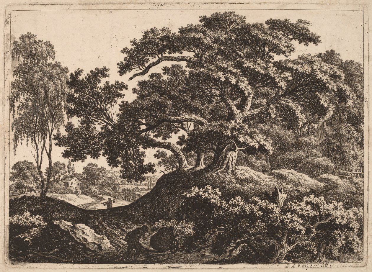Landskap med man som trycker en vagn av Carl Wilhelm Kolbe