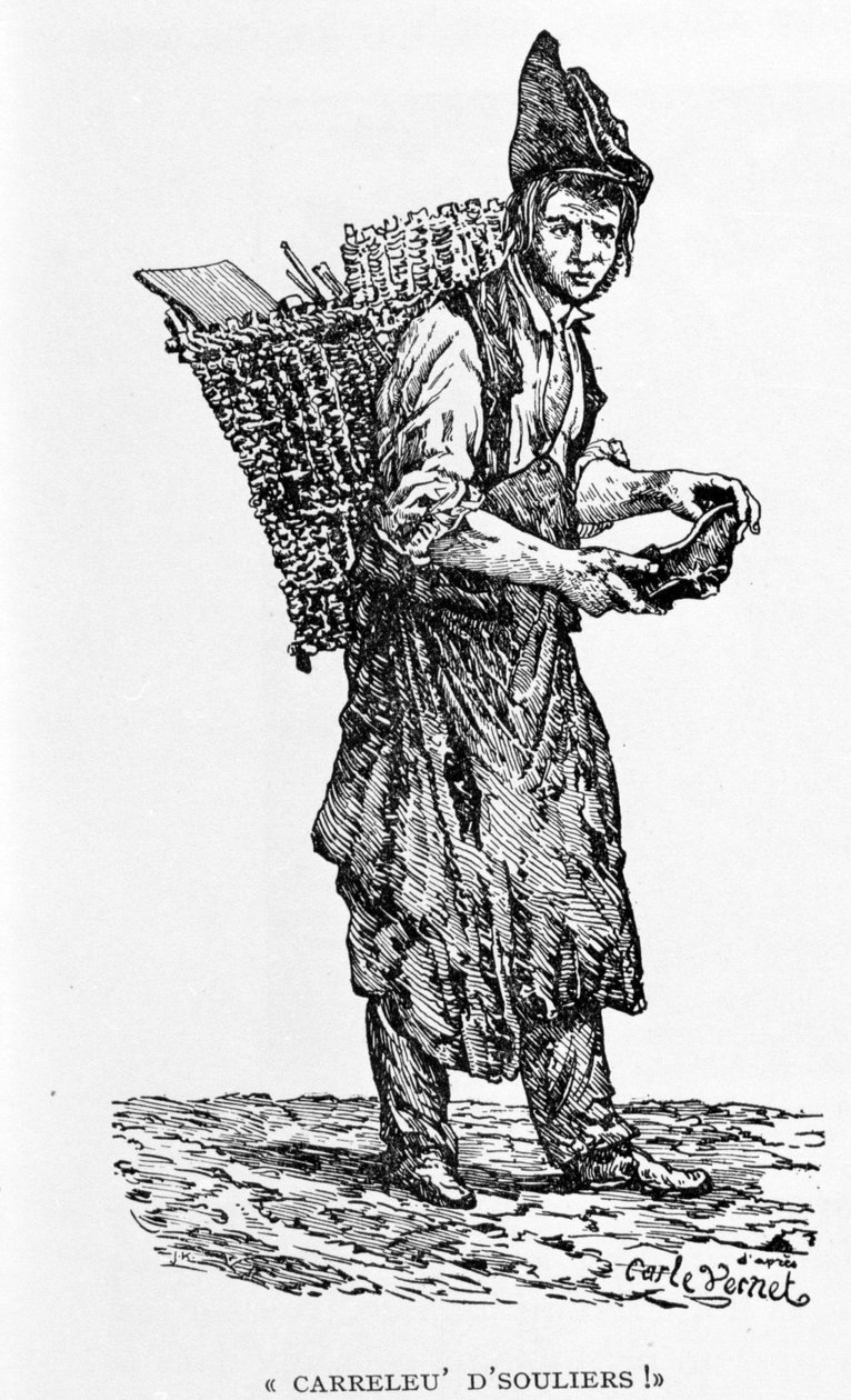 En skomakare, gravyr av Carle Vernet. av Carle (after) Vernet