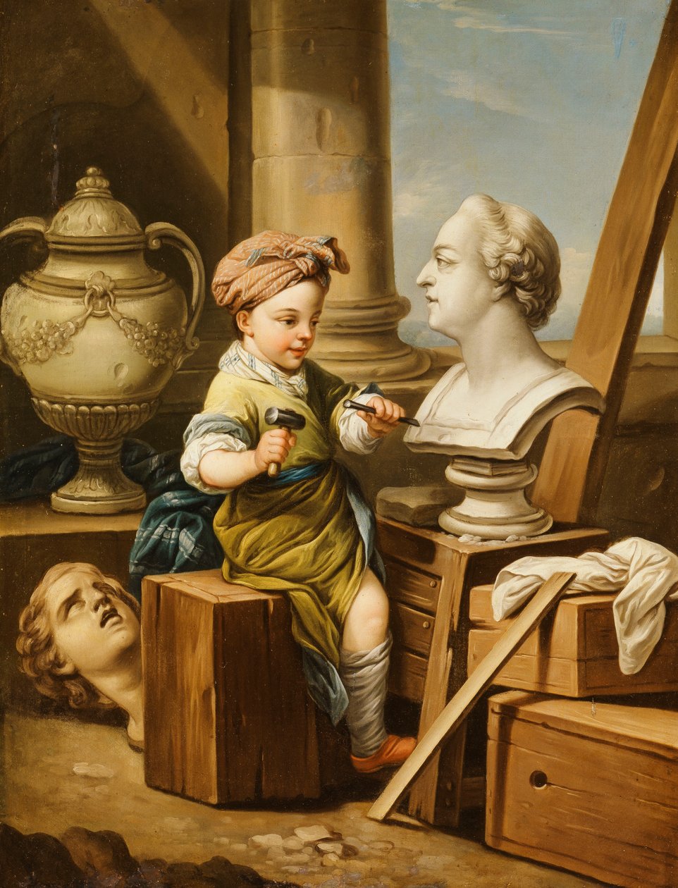 De fyra konsterna - Skulptur, av Carle van Loo