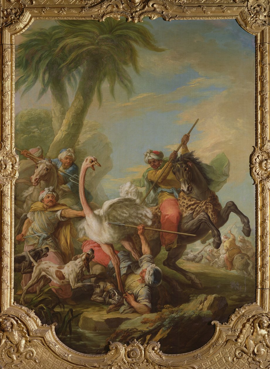 Strutsjakten (olja på duk) av Carle van Loo