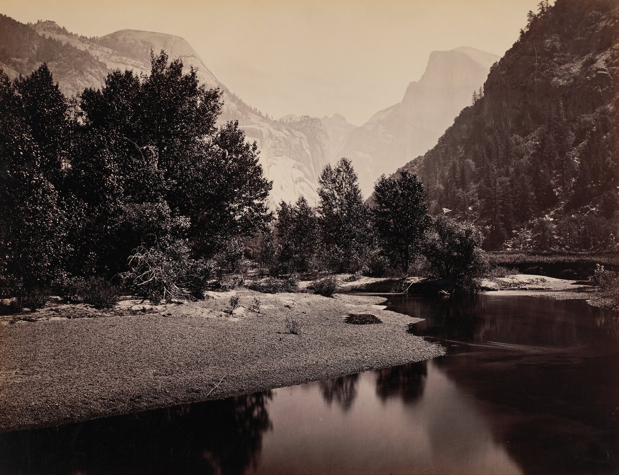 Fjärran utsikt över kupolerna, Yosemite Valley, Kalifornien av Carleton E. Watkins