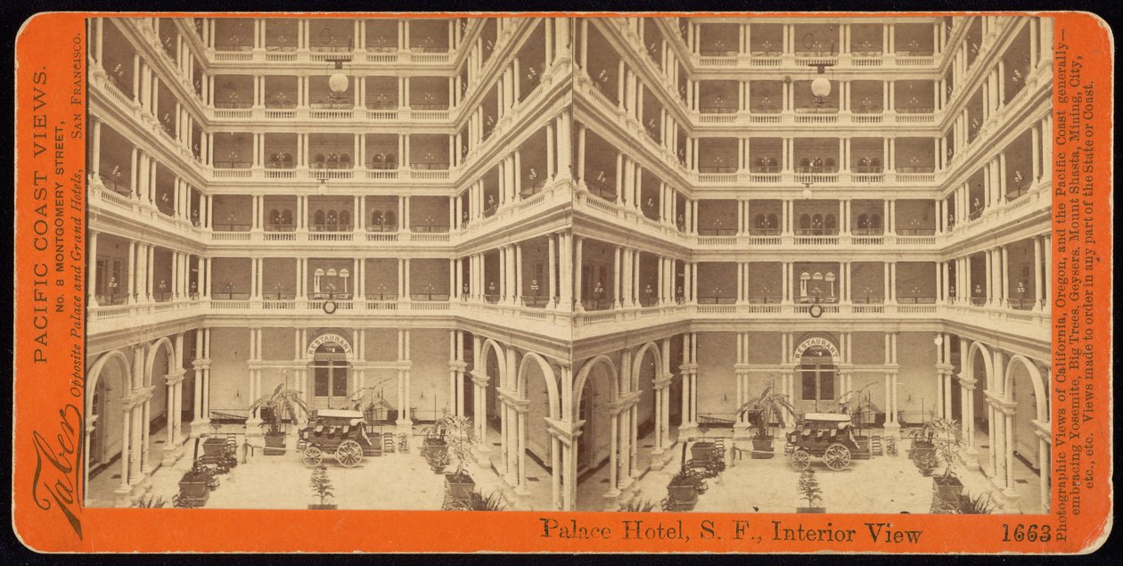 Palace Hotel, S.F., Interiör av Carleton E. Watkins