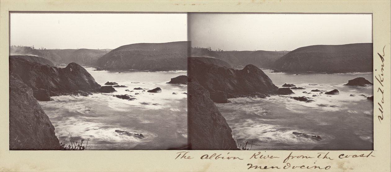 Albionfloden från kusten, Mendocino av Carleton E. Watkins