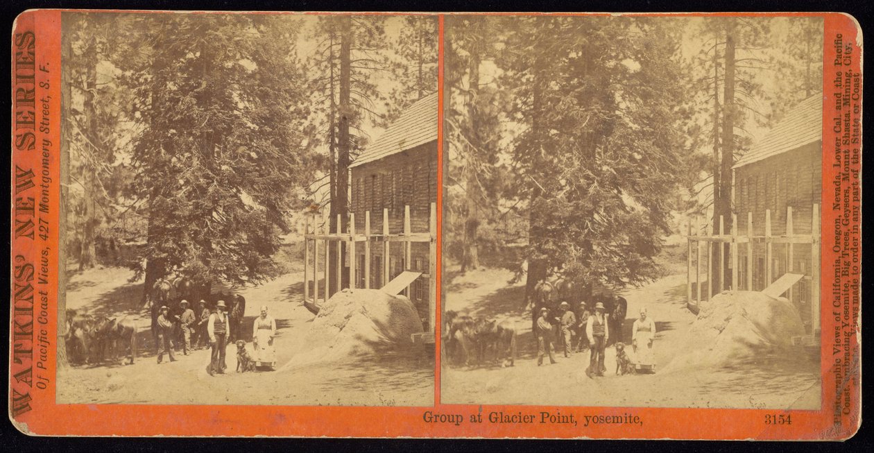 Grupp vid Glacier Point, Yosemite av Carleton Watkins