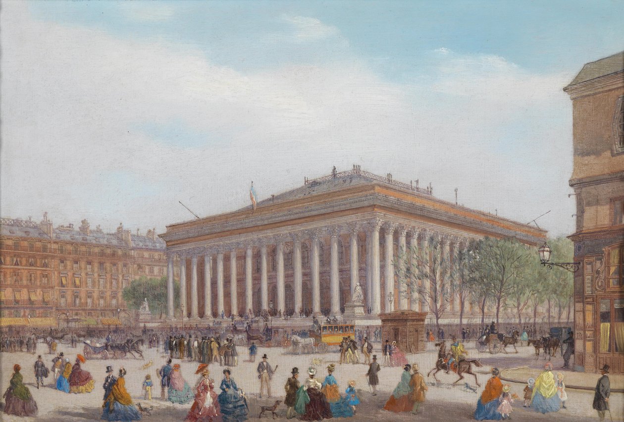 Utsikt över Place de la Bourse, Paris av Carlo Bossoli