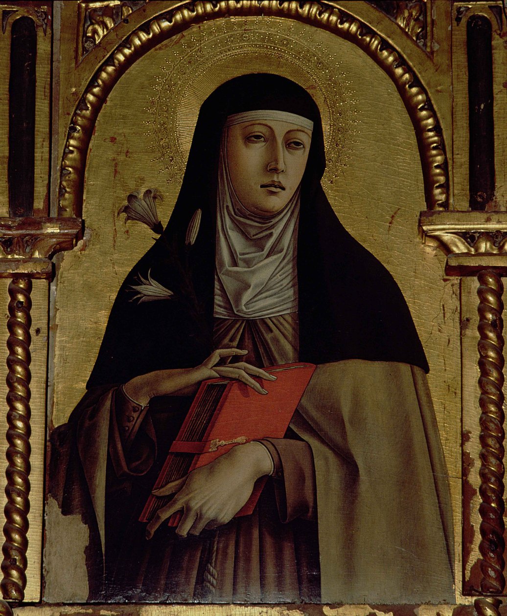 St. Clare, detalj från Santa Lucia-triptyken (tempera på panel) av Carlo Crivelli