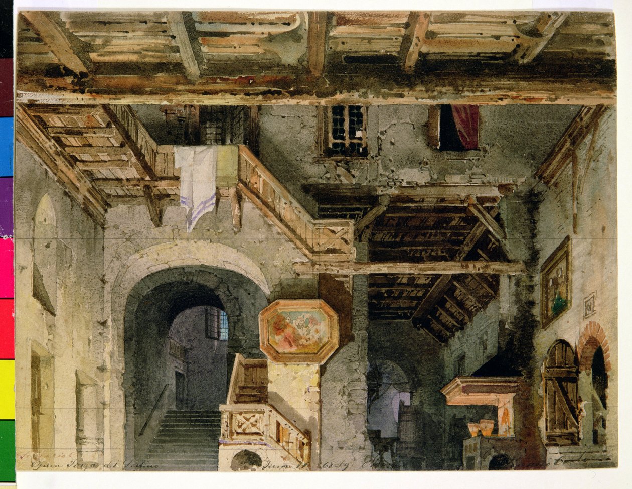 Scenografi för "The Force of Destiny", ca 1862 av Carlo Ferrario