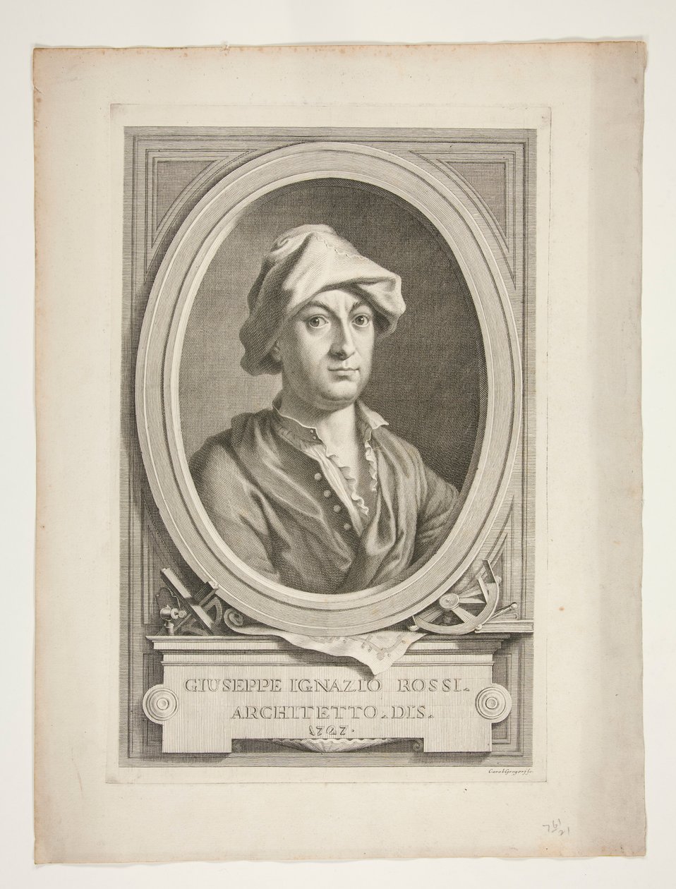 Porträtt av Giuseppe Ignazio Rossi av Carlo Gregori