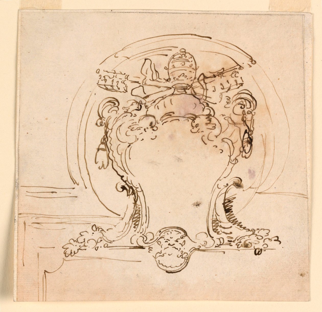 Ritning, påvlig vapenbricka, 1740-58 av Carlo Marchionni