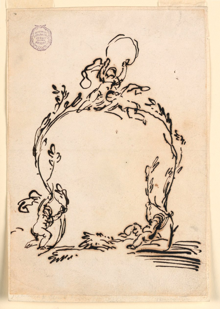 Teckning, Skiss till en kartusch, 1760-80 av Carlo Marchionni