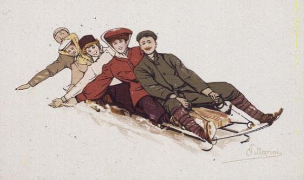 Runda en sväng (färg litho) av Carlo Pellegrini