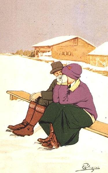 The Crying Skater (färg litho) av Carlo Pellegrini