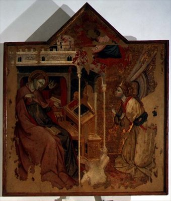 Annunciation (tempera på panel) av Carlo da Camerino