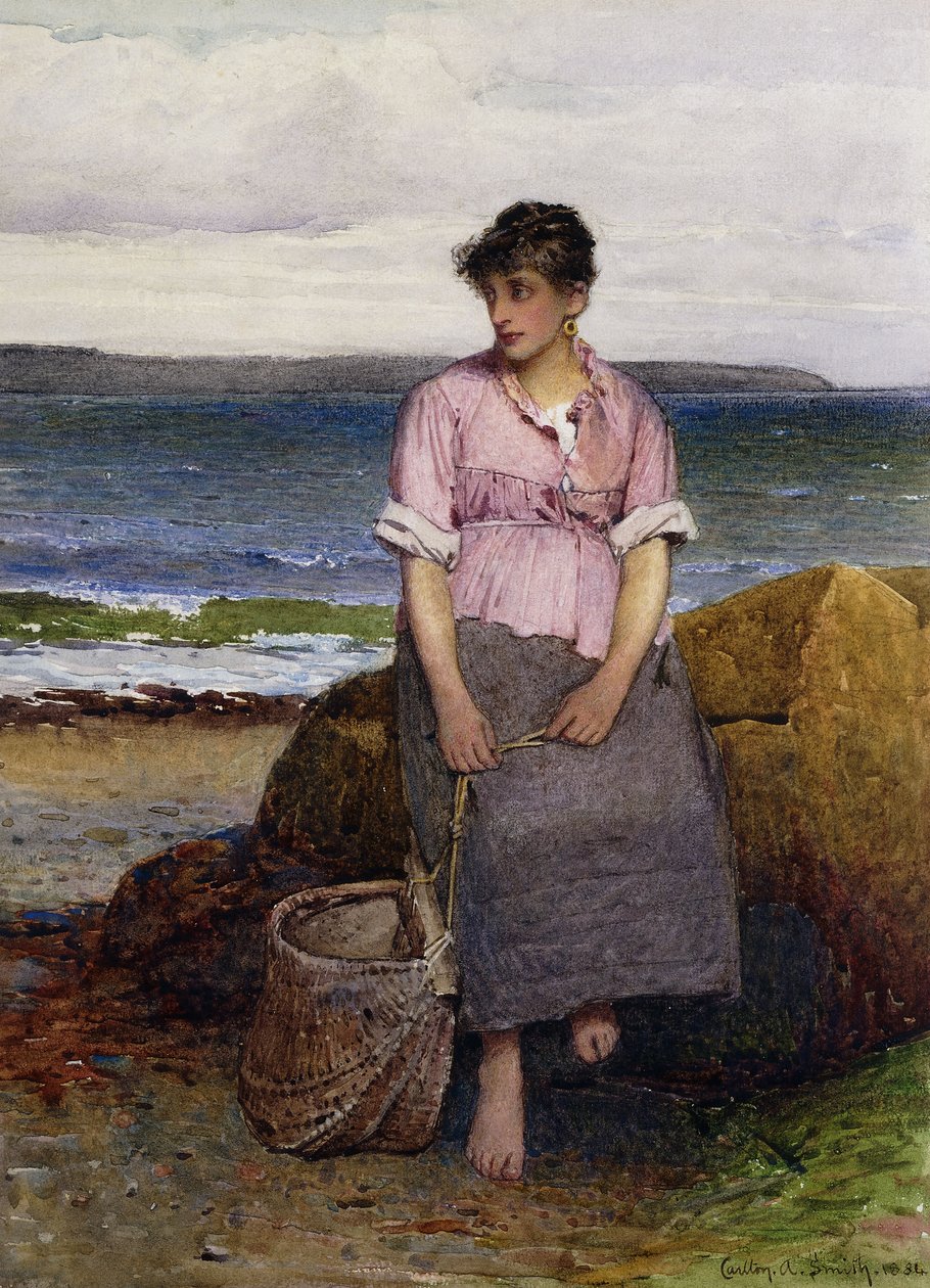 En ung fiskarflicka vid havet av Carlton Alfred Smith