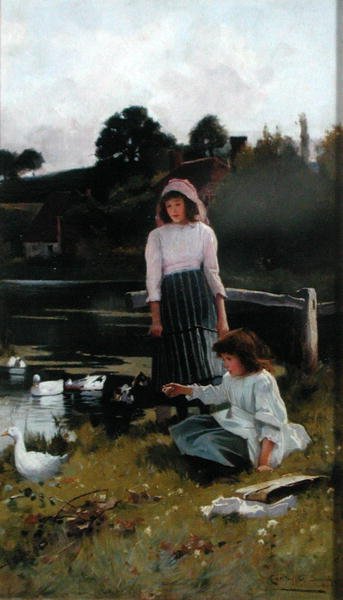Mata ankorna (olja på panelen) av Carlton Alfred Smith