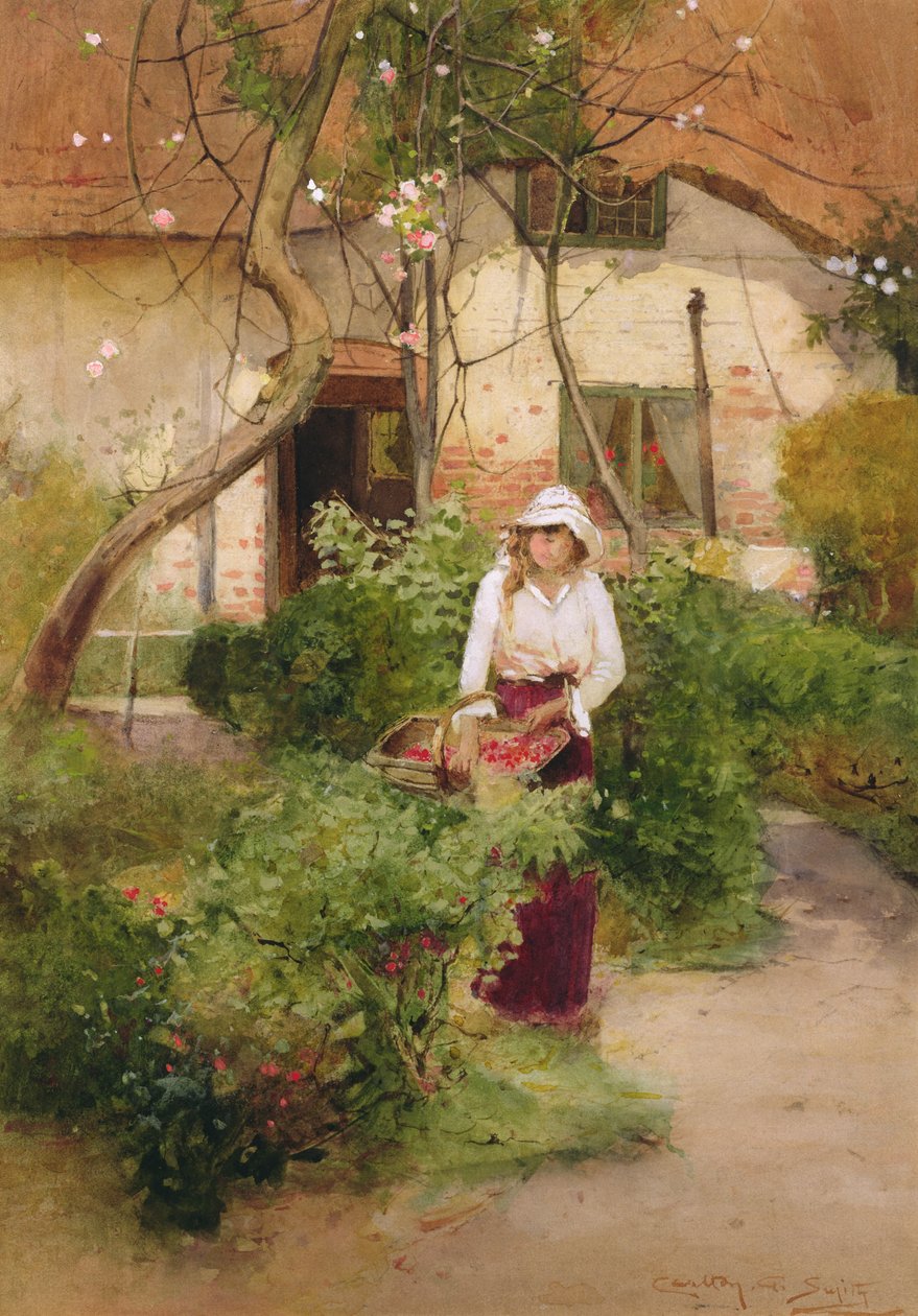 Mormors trädgård (olja på duk) av Carlton Alfred Smith
