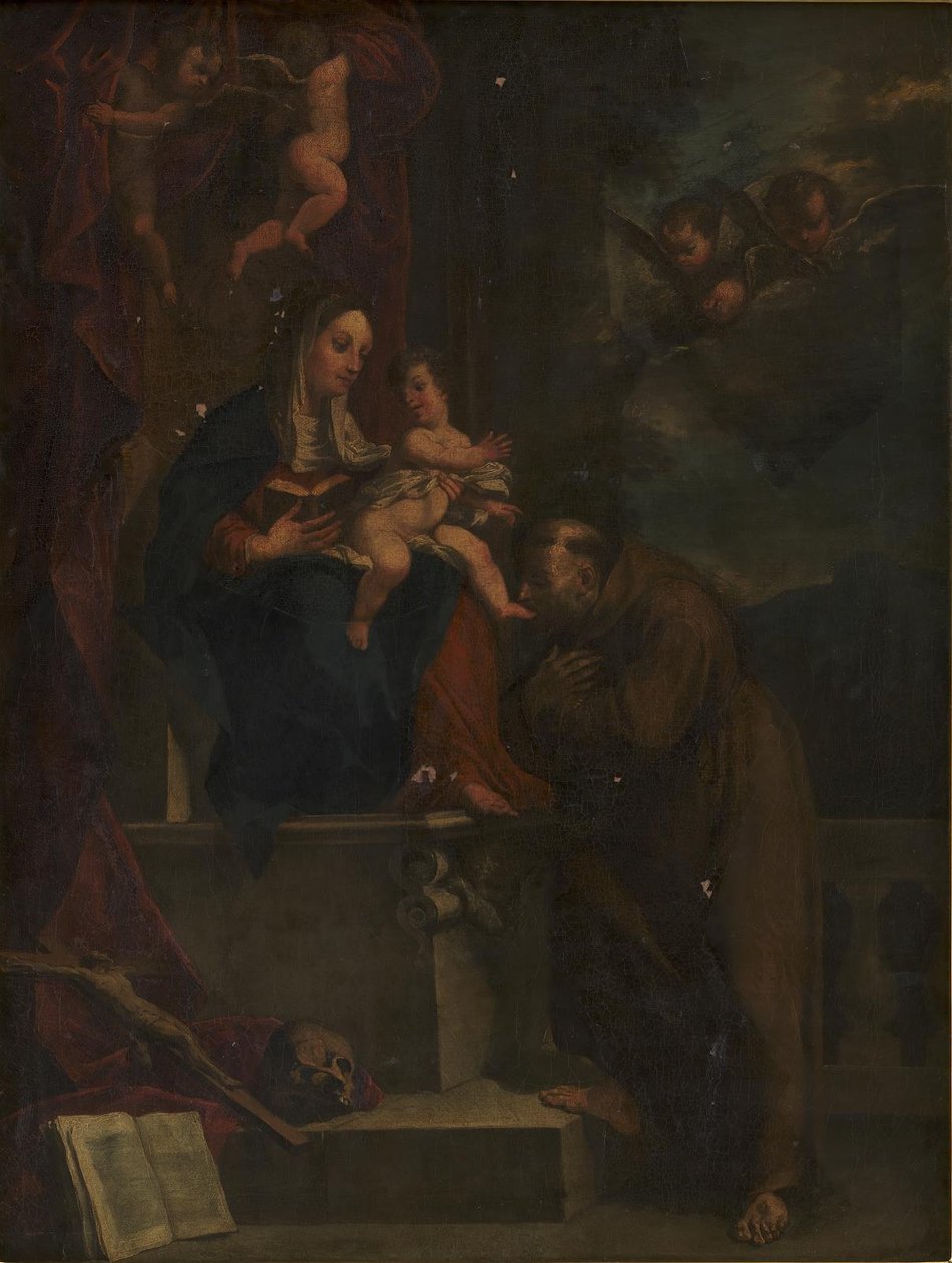 Maria, Jesus och den helige Franciskus av Carracci